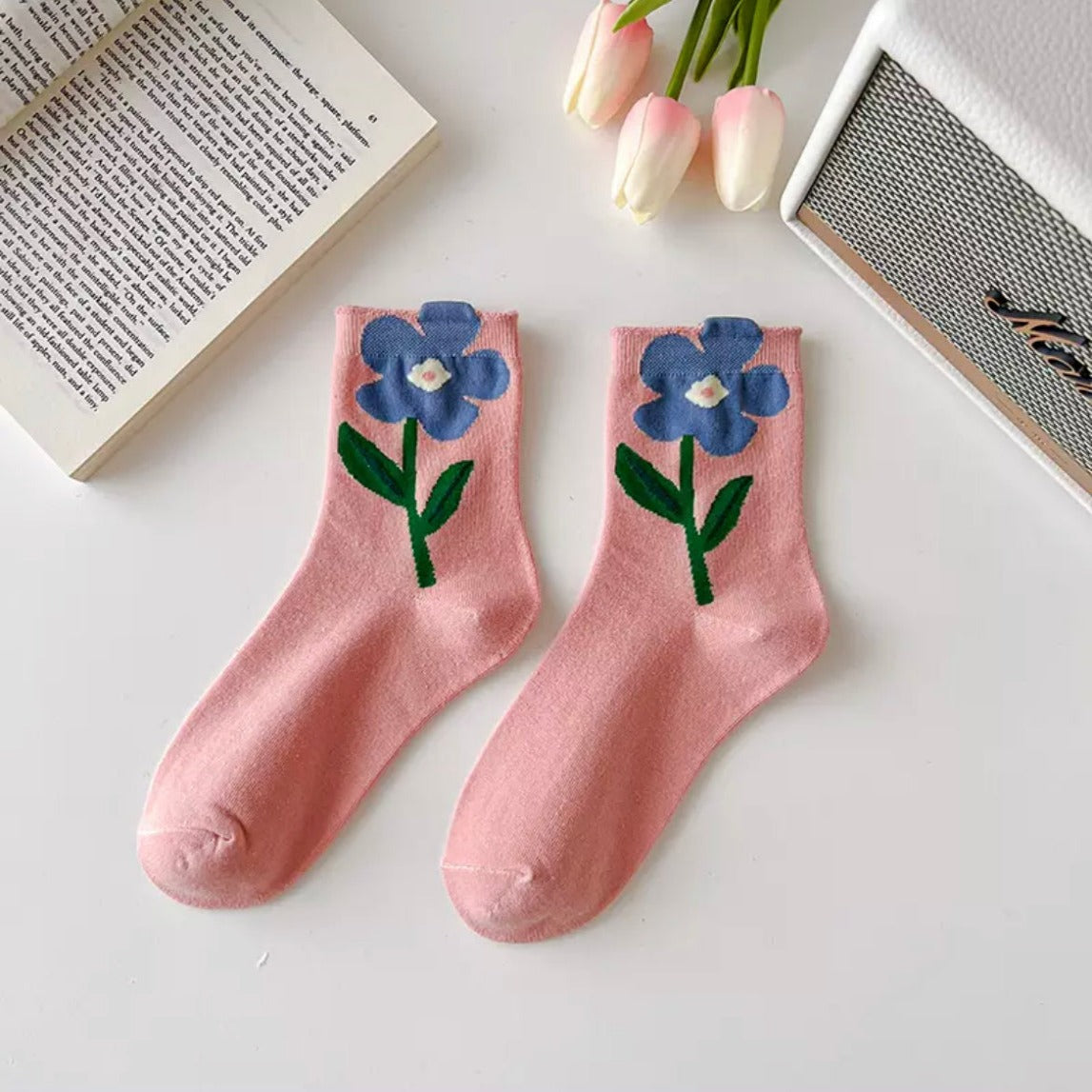 Pink Fleur Socks