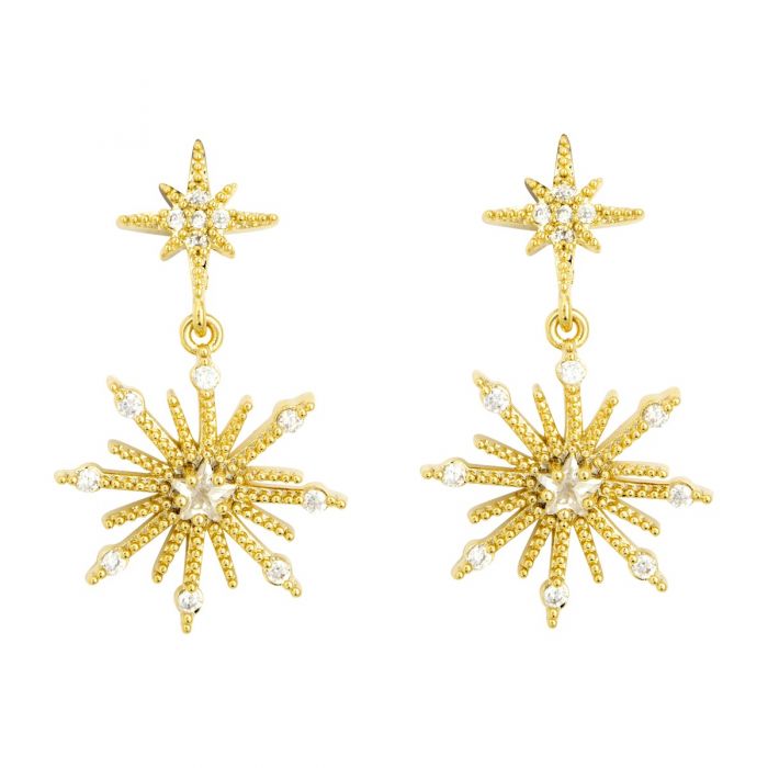 Northern Star Gold Crystal Stud Earrings Ashiana London