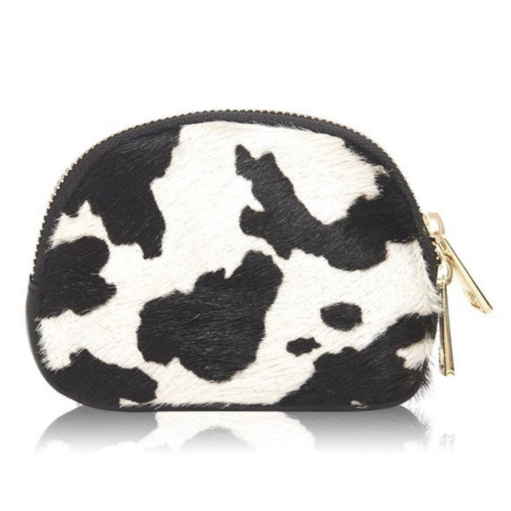 Cow Print Leather Coin Purse